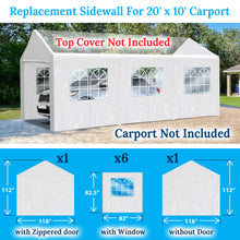 Load image into Gallery viewer, 10x20' Full Sidewalls Carport Canopy Replacement  with Zipper Door