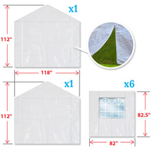 Load image into Gallery viewer, 10x20' Full Sidewalls Carport Canopy Replacement  with Zipper Door