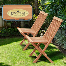 Load image into Gallery viewer, KINGTEAK Golden Teak Wood Folding Chair (2 Piece)