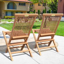 Load image into Gallery viewer, KINGTEAK Golden Teak Wood Folding Chair (2 Piece)