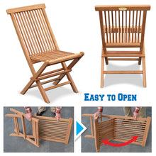 Load image into Gallery viewer, KINGTEAK Golden Teak Wood Folding Chair (2 Piece)