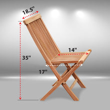 Load image into Gallery viewer, KINGTEAK Golden Teak Outdoor Wood Folding Chairs, 2 Piece Foldable Patio Wood Seats for Backyard, Balcony, Solid Teak Wood