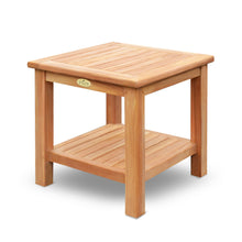 Load image into Gallery viewer, KINGTEAK Teak wood side table, 19.7&quot; Shower Stool with Storage Shelf for Bathroom, Living Room, Bedroom,Indoor &amp; Outdoor
