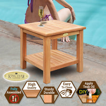 Load image into Gallery viewer, KINGTEAK Teak wood side table, 19.7" Shower Stool with Storage Shelf for Bathroom, Living Room, Bedroom,Indoor & Outdoor