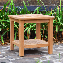 Load image into Gallery viewer, KINGTEAK Teak wood side table, 19.7" Shower Stool with Storage Shelf for Bathroom, Living Room, Bedroom,Indoor & Outdoor