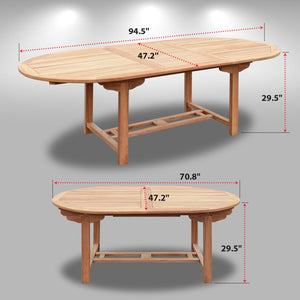 KINGTEAK Outdoor Patio Teak Wood Oval Extending Table  ( Local Pickup Only)