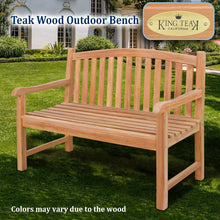 Load image into Gallery viewer, KINGTEAK Golden Teak Wood Garden Bench Outdoor Terrace Patio 4ft Long Seating Furniture