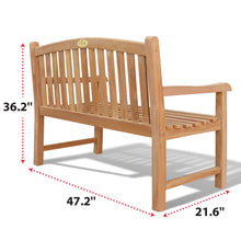 Load image into Gallery viewer, KINGTEAK Golden Teak Wood Garden Bench Outdoor Terrace Patio 4ft Long Seating Furniture