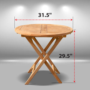 KINGTEAK Golden Teak Wood Outdoor Folding Side Table-Wooden Furniture for Patio, Balcony Porch, Garden and Backyard