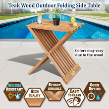 Load image into Gallery viewer, KINGTEAK Teak Wood Outdoor Folding End Side Snack Table Stand 15.3x12.6x17" H Chair Table