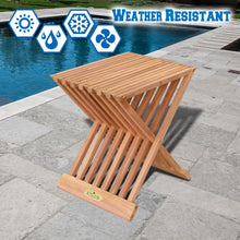Load image into Gallery viewer, KINGTEAK Teak Wood Outdoor Folding End Side Snack Table Stand 15.3x12.6x17" H Chair Table