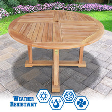 Load image into Gallery viewer, Dia47" Teak Wood Dining Table Elegant Round Table Yard Camping Picnic Outdoor w Umbrella Hole (Local Pickup Only)