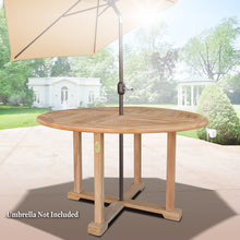 Load image into Gallery viewer, Dia47" Teak Wood Dining Table Elegant Round Table Yard Camping Picnic Outdoor w Umbrella Hole (Local Pickup Only)