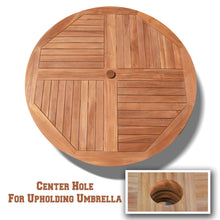 Load image into Gallery viewer, Dia47" Teak Wood Dining Table Elegant Round Table Yard Camping Picnic Outdoor w Umbrella Hole (Local Pickup Only)