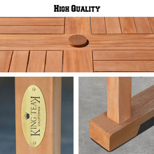 Load image into Gallery viewer, Dia47" Teak Wood Dining Table Elegant Round Table Yard Camping Picnic Outdoor w Umbrella Hole (Local Pickup Only)
