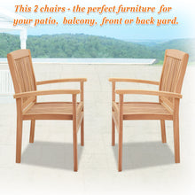 Load image into Gallery viewer, KINGTEAK Golden Teak Outdoor Wood Chairs 2 Piece Solid Teak Wood (Local Pick Up Only)