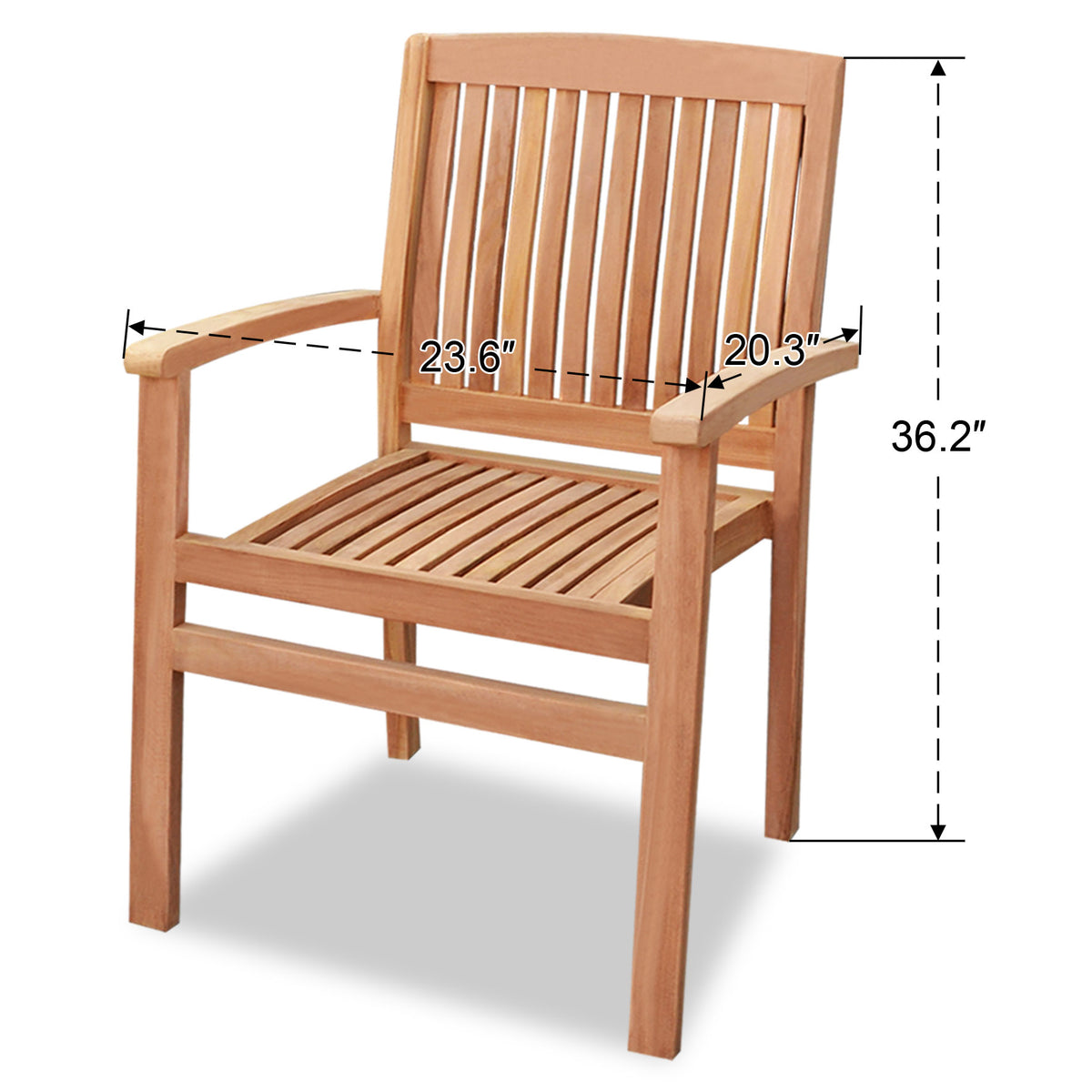 KINGTEAK Golden Teak Outdoor Wood Chairs 2 Piece Solid Teak Wood (Loca