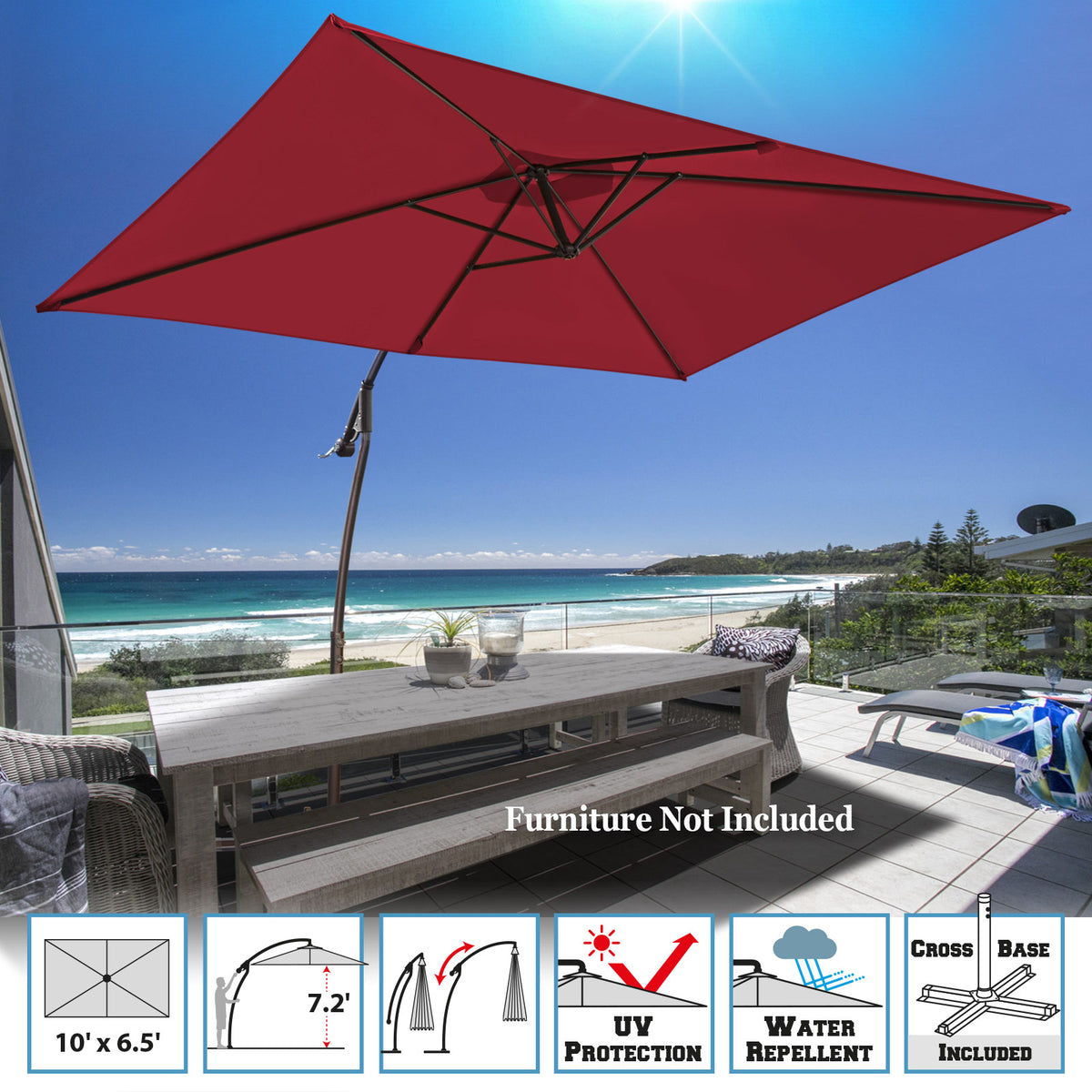 STRONG CAMEL 10x6.5ft Rectangle Cantilever Sunshade Hanging Patio Umbr – Sunny Outdoor US STRONG CAMEL 10x6.5ft Rectangle Cantilever Sunshade Hanging Patio Umbr – Sunny Outdoor US