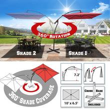 Load image into Gallery viewer, STRONG CAMEL 10x6.5ft Rectangle Cantilever Sunshade Hanging Patio Umbrella