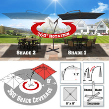 Load image into Gallery viewer, STRONG CAMEL 8.2ft Square Hanging Cantilever Banana Umbrella Canopy Outdoor Sunshade