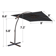 Load image into Gallery viewer, STRONG CAMEL 8.2ft Square Hanging Cantilever Banana Umbrella Canopy Outdoor Sunshade