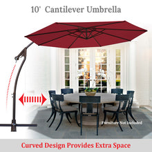 Load image into Gallery viewer, STRONG CAMEL 10' Banana Cantilever Patio Offset Sunshade Hanging Umbrella with Steel Cross Base