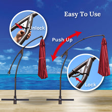 Load image into Gallery viewer, STRONG CAMEL 10' Banana Cantilever Patio Offset Sunshade Hanging Umbrella with Steel Cross Base