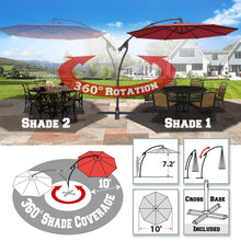 Load image into Gallery viewer, STRONG CAMEL 10' Banana Cantilever Patio Offset Sunshade Hanging Umbrella with Steel Cross Base