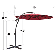 Load image into Gallery viewer, STRONG CAMEL 10' Banana Cantilever Patio Offset Sunshade Hanging Umbrella with Steel Cross Base