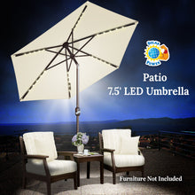 Load image into Gallery viewer, STRONG CAMEL 7.5ft Patio Umbrella LED Lighted Tilt Aluminum Garden Market Balcony Outdoor Sunshade

