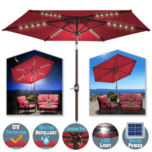 Load image into Gallery viewer, STRONG CAMEL 8' Patio Umbrella Outdoor Sunshade LED Lighted Tilt Aluminum Garden Market Balcony