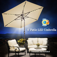 Load image into Gallery viewer, STRONG CAMEL 8' Patio Umbrella Outdoor Sunshade LED Lighted Tilt Aluminum Garden Market Balcony