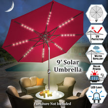 Load image into Gallery viewer, STRONG CAMEL 9ft 40 LED Light Solar Lighted Patio Umbrella Market with Tilt and Crank Parasol