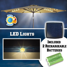 Load image into Gallery viewer, STRONG CAMEL 9ft 40 LED Light Solar Lighted Patio Umbrella Market with Tilt and Crank Parasol