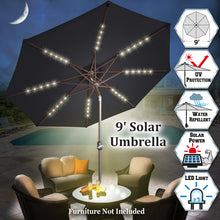 Load image into Gallery viewer, STRONG CAMEL 9ft 40 LED Light Solar Lighted Patio Umbrella Market with Tilt and Crank Parasol