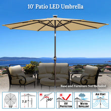 Load image into Gallery viewer, STRONG CAMEL 10&#39; Patio Umbrella LED Lighted Tilt Aluminum Garden Market Balcony Outdoor Sunshade
