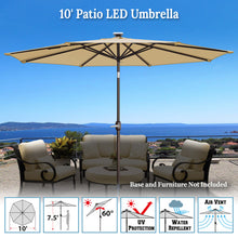 Load image into Gallery viewer, STRONG CAMEL 10' Patio Umbrella LED Lighted Tilt Aluminum Garden Market Balcony Outdoor Sunshade