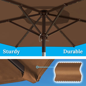 STRONG CAMEL 6.5ft Outdoor Patio Umbrella LED Lighted Tilt Aluminum Garden Market Balcony Sunshade