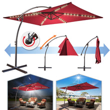 Load image into Gallery viewer, STRONG CAMEL 10'x6.5' Outdoor Hanging Offset Patio Umbrella Banana Umbrella LED Lighting