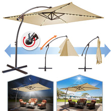 Load image into Gallery viewer, STRONG CAMEL 10'x6.5' Outdoor Hanging Offset Patio Umbrella Banana Umbrella LED Lighting