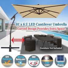 Load image into Gallery viewer, STRONG CAMEL 10'x6.5' Outdoor Hanging Offset Patio Umbrella Banana Umbrella LED Lighting