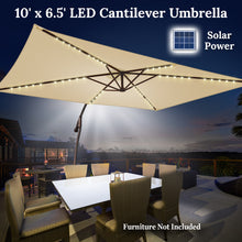 Load image into Gallery viewer, STRONG CAMEL 10'x6.5' Outdoor Hanging Offset Patio Umbrella Banana Umbrella LED Lighting