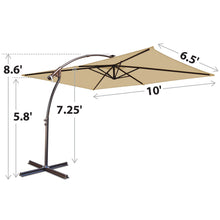 Load image into Gallery viewer, STRONG CAMEL 10'x6.5' Outdoor Hanging Offset Patio Umbrella Banana Umbrella LED Lighting