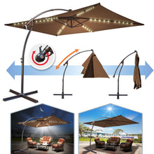 Load image into Gallery viewer, STRONG CAMEL 10'x6.5' Outdoor Hanging Offset Patio Umbrella Banana Umbrella LED Lighting