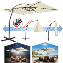 Load image into Gallery viewer, STRONG CAMEL 10'x6.5' Outdoor Hanging Offset Patio Umbrella Banana Umbrella LED Lighting