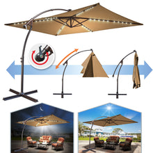 Load image into Gallery viewer, STRONG CAMEL 10'x6.5' Outdoor Hanging Offset Patio Umbrella Banana Umbrella LED Lighting