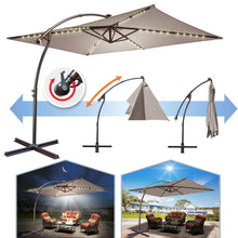 Load image into Gallery viewer, STRONG CAMEL 10'x6.5' Outdoor Hanging Offset Patio Umbrella Banana Umbrella LED Lighting