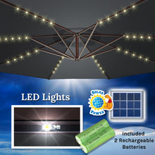 Load image into Gallery viewer, STRONG CAMEL 9 FT Solar Powered LED Cantilever Umbrella Offset Hanging Patio Umbrella w/Crank