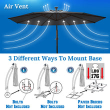 Load image into Gallery viewer, STRONG CAMEL 9 FT Solar Powered LED Cantilever Umbrella Offset Hanging Patio Umbrella w/Crank