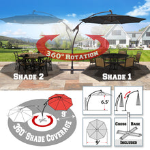 Load image into Gallery viewer, STRONG CAMEL 9 FT Solar Powered LED Cantilever Umbrella Offset Hanging Patio Umbrella w/Crank